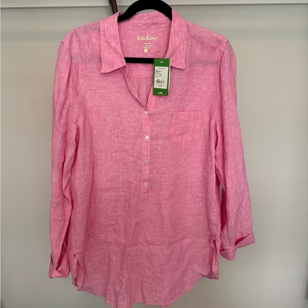NWT Lilly Pulitzer Pink Linen Popover